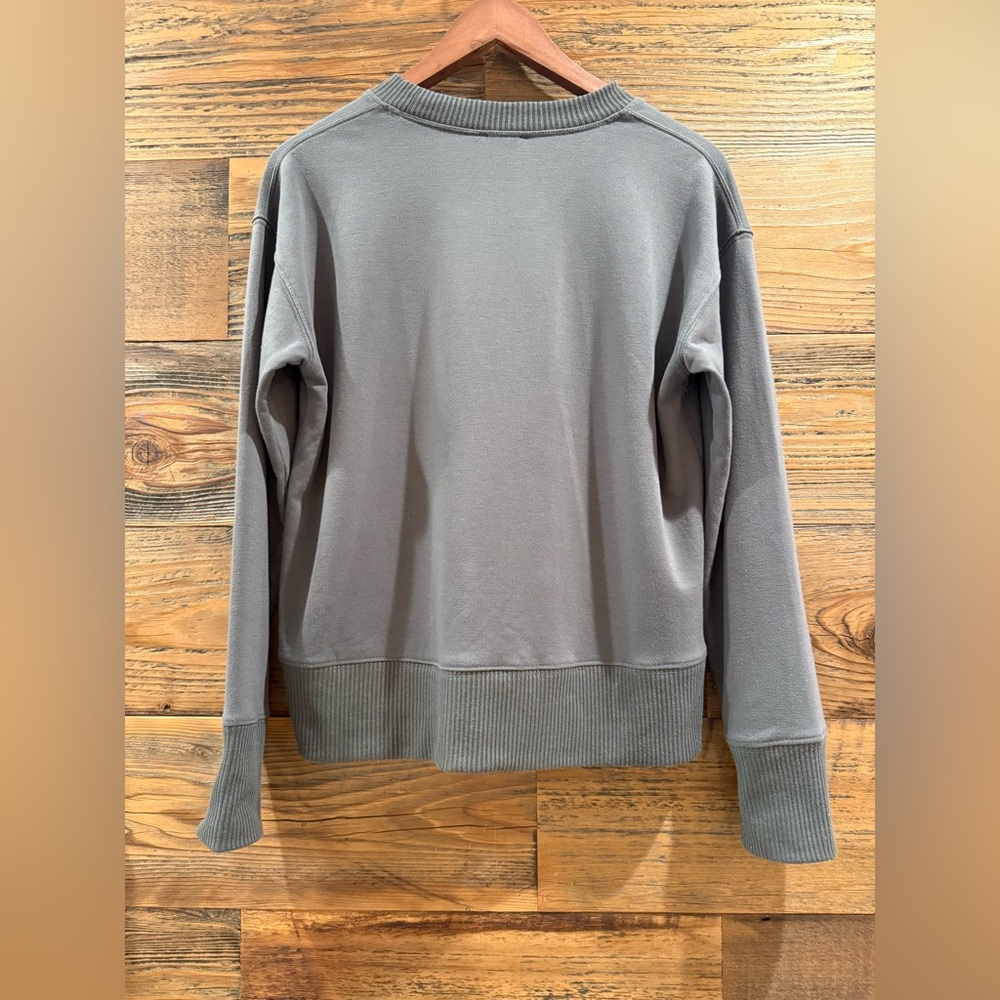 Splendid Fleece Lined Olive Green/Grey Cozy Sweatshirt VGUC - Picture 2 of 4